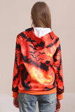 Griezelige oranje skeletprint familie sweatshirts met capuchon