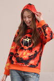 Griezelige oranje skeletprint familie sweatshirts met capuchon