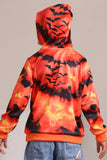 Griezelige oranje skeletprint familie sweatshirts met capuchon