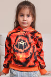 Griezelige oranje skeletprint familie sweatshirts met capuchon