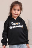 Zwarte Halloween-sweatshirts met capuchon en tekstprint