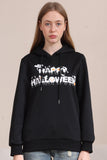 Zwarte Halloween-sweatshirts met capuchon en tekstprint