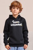 Zwarte Halloween-sweatshirts met capuchon en tekstprint