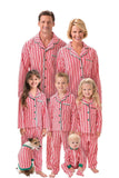 Rode strepen bedrukt inkeping revers familie pyjama sets