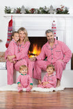 Rode strepen bedrukt inkeping revers familie pyjama sets