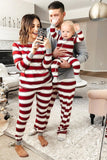 Rode en witte strepen lange mouwen familie pyjama sets