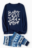 Marineblauwe letter bedrukte kerst familie pyjama sets