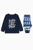 Marineblauwe letter bedrukte kerst familie pyjama sets