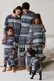 Navy Kerstmis sneeuwvlok en boom bedrukte familie pyjama sets