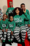 Donkergroene Merry Christmas bedrukte familie pyjama sets