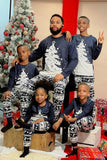 Kerst Familie Marine Flanel Witte Kerstboom Pyjamaset