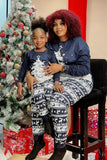 Kerst Familie Marine Flanel Witte Kerstboom Pyjamaset