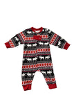 Rode familie pyjama rendier kerstpyjama set met lange mouwen