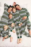 Kerstmis Losse Familie Bijpassende Groene Sneeuwvlok Peperkoek Man Patroon Pyjama Set