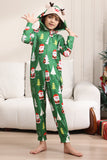 Groene kerstpyjama's voor familie bijpassende kerst voor vrouwen mannen met capuchon uit één stuk pyjama vakantie nachtkleding