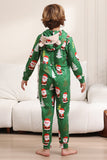 Groene kerstpyjama's voor familie bijpassende kerst voor vrouwen mannen met capuchon uit één stuk pyjama vakantie nachtkleding