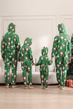 Groene kerstpyjama's voor familie bijpassende kerst voor vrouwen mannen met capuchon uit één stuk pyjama vakantie nachtkleding