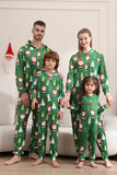 Groene kerstpyjama's voor familie bijpassende kerst voor vrouwen mannen met capuchon uit één stuk pyjama vakantie nachtkleding