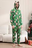 Groene kerstpyjama's voor familie bijpassende kerst voor vrouwen mannen met capuchon uit één stuk pyjama vakantie nachtkleding