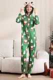 Groene kerstpyjama's voor familie bijpassende kerst voor vrouwen mannen met capuchon uit één stuk pyjama vakantie nachtkleding