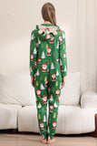 Groene kerstpyjama's voor familie bijpassende kerst voor vrouwen mannen met capuchon uit één stuk pyjama vakantie nachtkleding