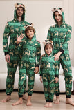 Donkergroene herten en sneeuwvlok print pyjama's set voor mannen en vrouwen koppels familie