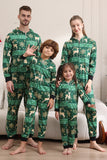 Donkergroene herten en sneeuwvlok print pyjama's set voor mannen en vrouwen koppels familie