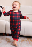 Zwart Rood Familie Bijpassende Pyjama's Volwassen Kinderen Baby Tops en Geruite Broek Kerst Pyjama's Set