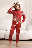 Bijpassende Onesie voor Vrouwen Mannen Familie Capuchon Rode Pyjama Eendelig Kerst Pyjama Set