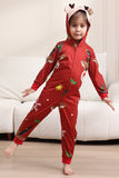 Bijpassende Onesie voor Vrouwen Mannen Familie Capuchon Rode Pyjama Eendelig Kerst Pyjama Set