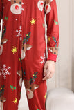 Bijpassende Onesie voor Vrouwen Mannen Familie Capuchon Rode Pyjama Eendelig Kerst Pyjama Set