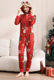 Bijpassende Onesie voor Vrouwen Mannen Familie Capuchon Rode Pyjama Eendelig Kerst Pyjama Set