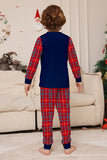 Rode Marine Lange Mouw Geruite Broek Kerst Pyjama Set