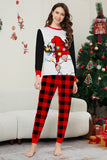 Zwart Rood Lange Mouw Geruite Broek Kerst Pyjama Set