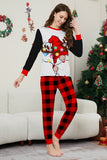Zwart Rood Lange Mouw Geruite Broek Kerst Pyjama Set