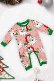 Rood gestreepte kerstpyjama met lange mouwen en print