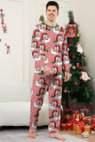 Rood gestreepte kerstpyjama met lange mouwen en print