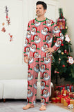 Rood gestreepte kerstpyjama met lange mouwen en print