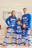 Blauwe bedrukte kerstpyjamaset met lange mouwen
