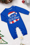 Blauwe bedrukte kerstpyjamaset met lange mouwen
