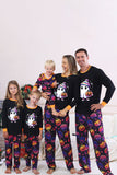 Zwarte bedrukte familie halloween-pyjama met lange mouwen