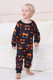 Marine bedrukte familie halloween-pyjama's met lange mouwen