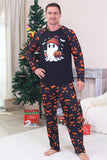 Marine bedrukte familie halloween-pyjama's met lange mouwen