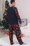 Marine bedrukte familie halloween-pyjama's met lange mouwen