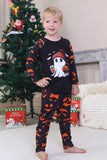 Marine bedrukte familie halloween-pyjama's met lange mouwen