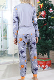 Grijze bedrukte familie halloween-pyjama met lange mouwen