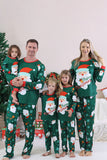 Donkergroene kerstkerstpyjama's met lange mouwen en kerstprint