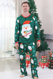 Donkergroene kerstkerstpyjama's met lange mouwen en kerstprint