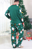 Donkergroene kerstkerstpyjama's met lange mouwen en kerstprint