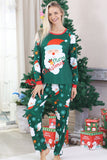 Donkergroene kerstkerstpyjama's met lange mouwen en kerstprint